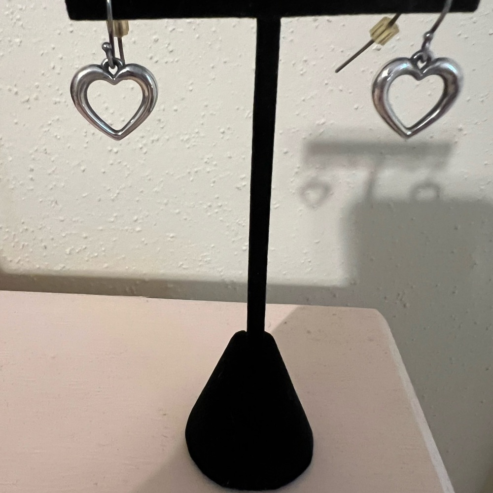Silver Heart Dangle Earrings